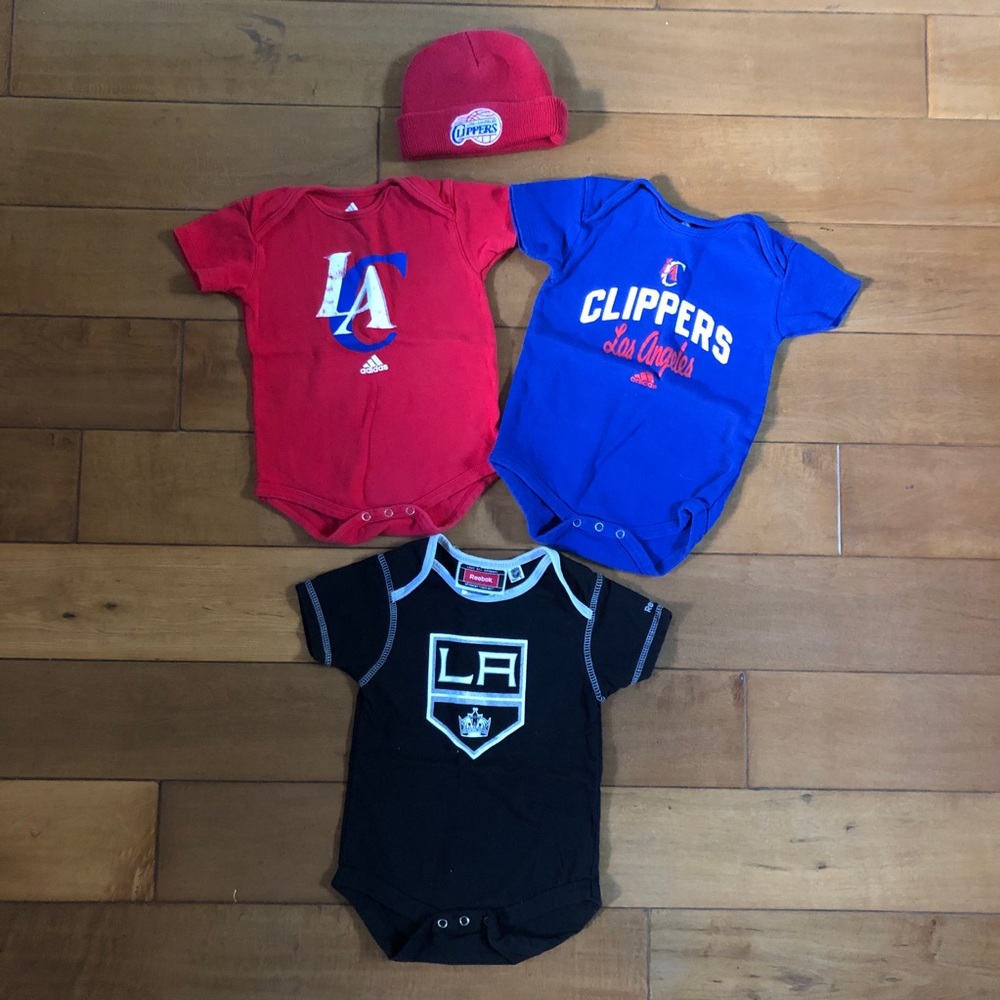 Los Angeles Clippers Basketball LA Kings Hockey Pajama Onesie Set of 4